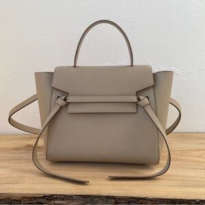Celine Taupe Belt Bag Leather Top-Handle Satchel with Removable Strap